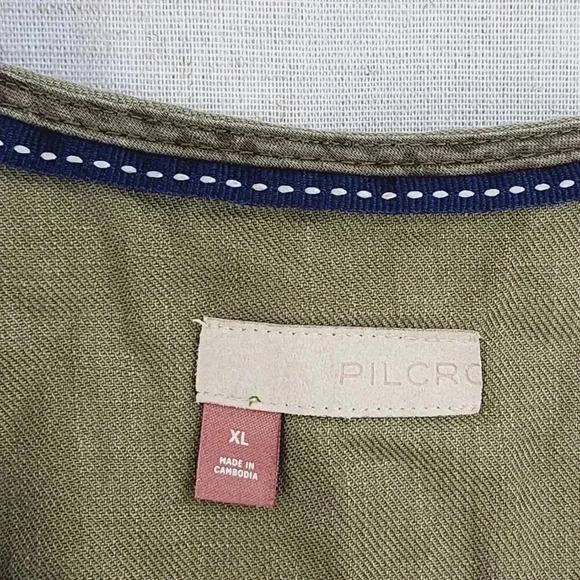 Anthropologie Pilcro Short Ruffle sleeve Button Up Tunic Knee Dress XL 2397P - Picture 3 of 8